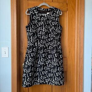kate spade Black & White 'LOVE' Sleeveless Fit-and-Flare Dress in size 12
